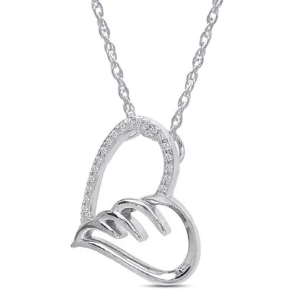 Moissanite Feather Heart Pendant Necklace