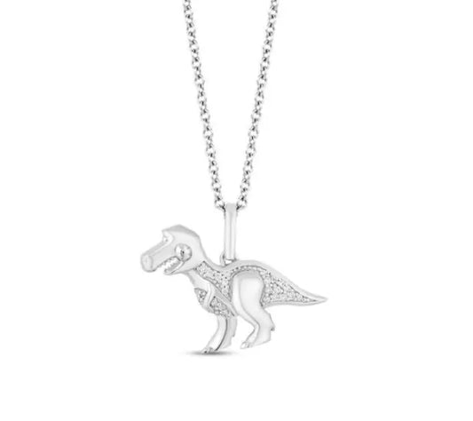 0.20Ct Round Cut CZ Dinosaur Pendant 925 Sterling Silver