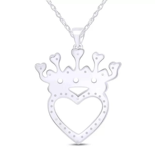 Moissanite Crown Heart Pendant Necklace