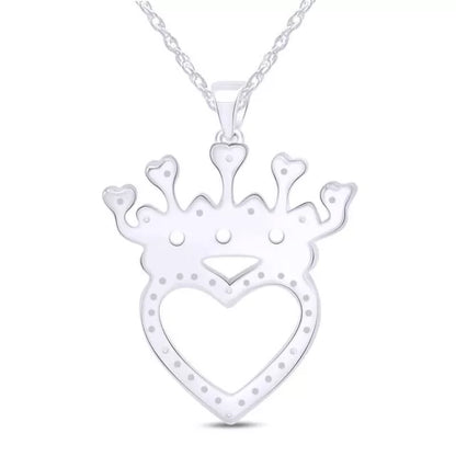 Moissanite Crown Heart Pendant Necklace