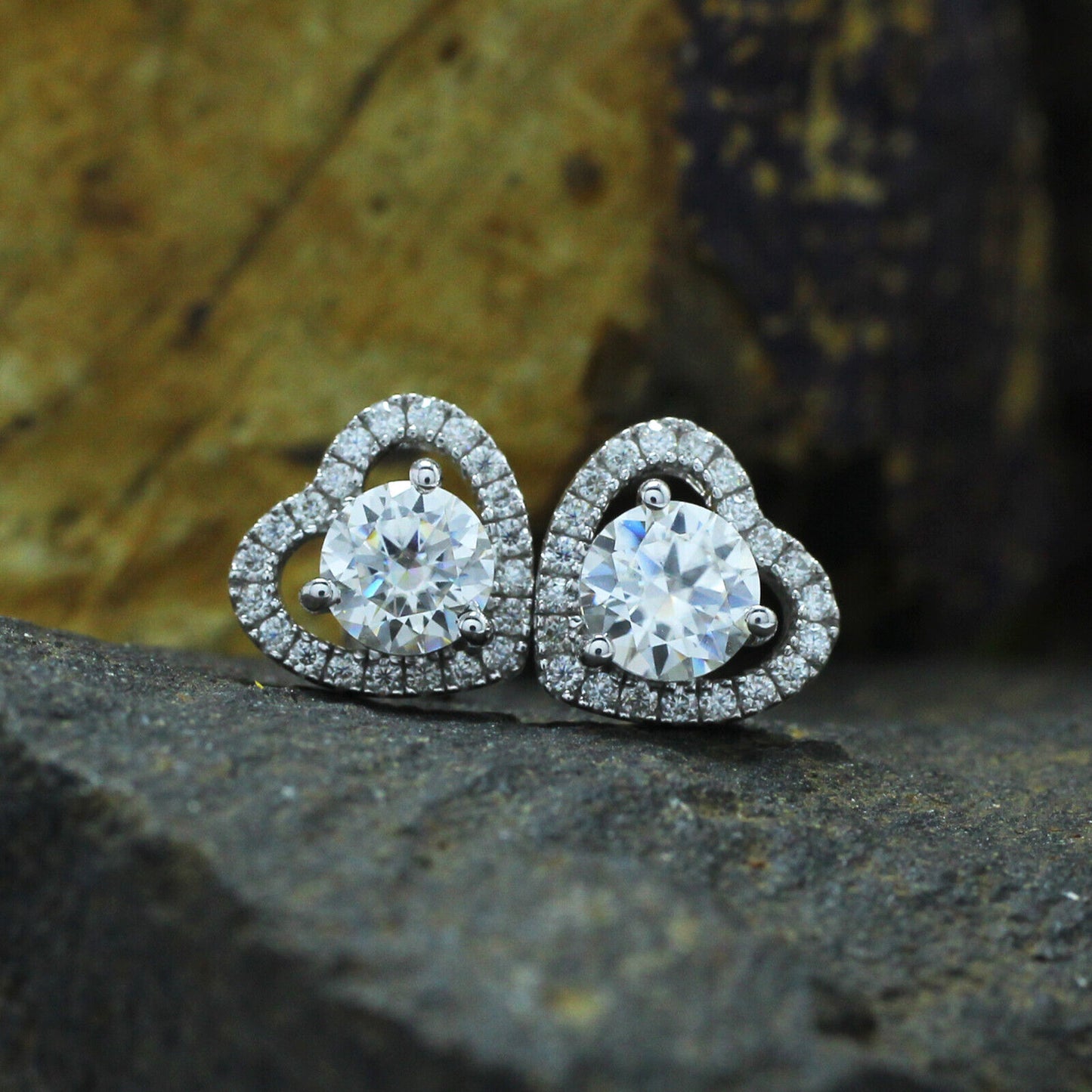 Moissanite Heart Shape Stud Earrings