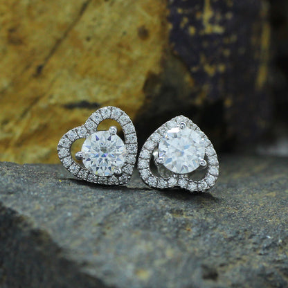 Moissanite Heart Shape Stud Earrings