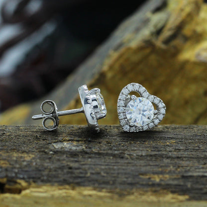 Moissanite Heart Shape Stud Earrings