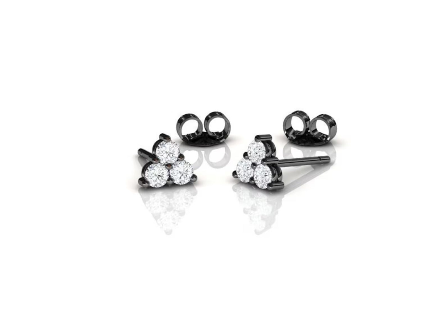 Three Stone Moissanite Stud Earrings