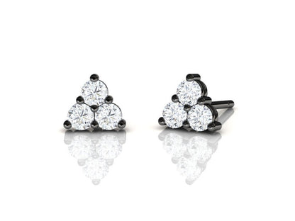 Three Stone Moissanite Stud Earrings