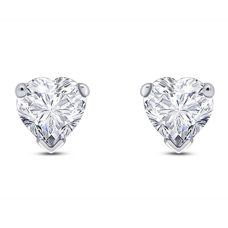 Solitaire Heart Stud Earrings