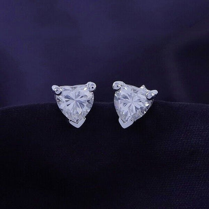 Solitaire Heart Stud Earrings