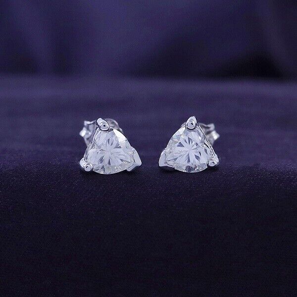 Solitaire Heart Stud Earrings