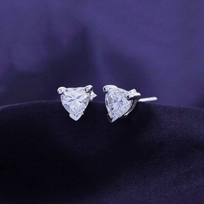 Solitaire Heart Stud Earrings