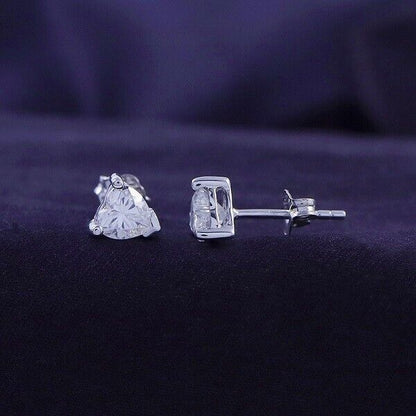 Solitaire Heart Stud Earrings