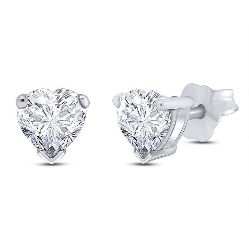 Solitaire Heart Stud Earrings