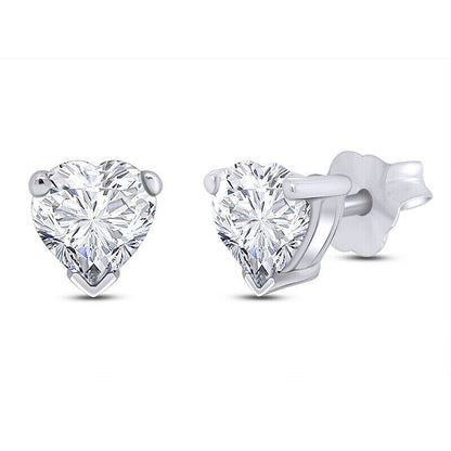 Solitaire Heart Stud Earrings