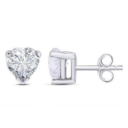 Solitaire Heart Stud Earrings