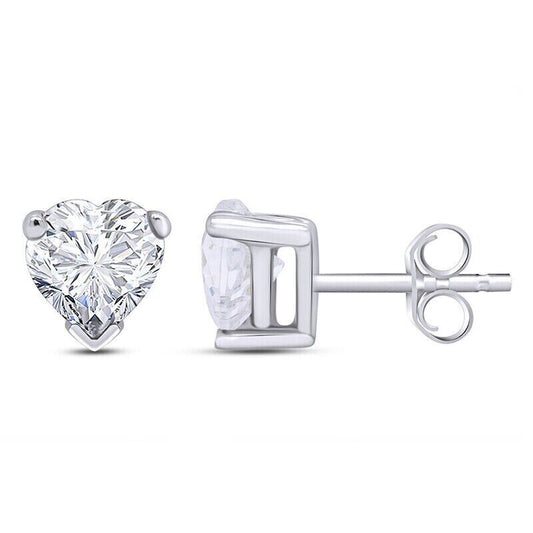 Solitaire Heart Stud Earrings