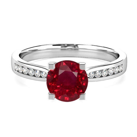 Round Solitaire Ruby Engagement Ring