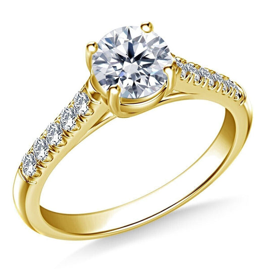 Moissanite Solitaire With Accents Ring