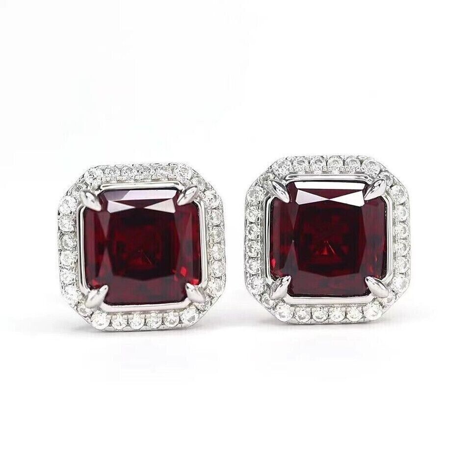 Ruby Halo Stud Earrings