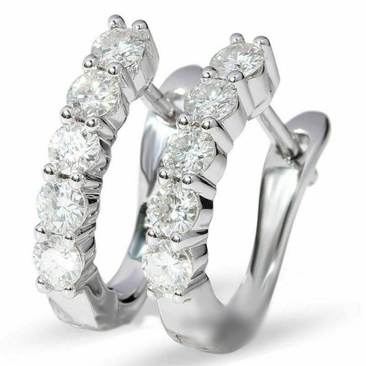 5-Stone Moissanite Hoop Earrings