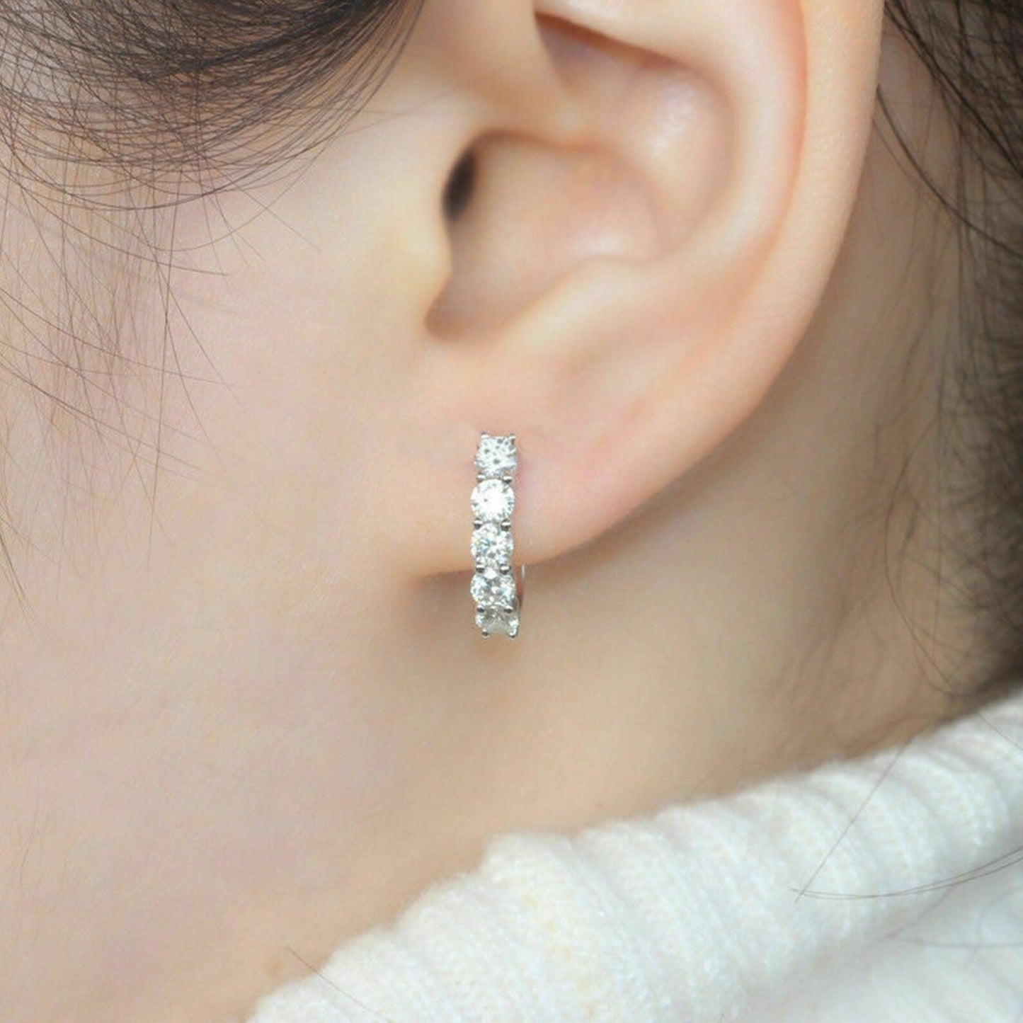 5-Stone Moissanite Hoop Earrings