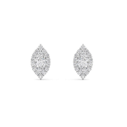 Marquise Cut Moissanite Halo Stud Earrings