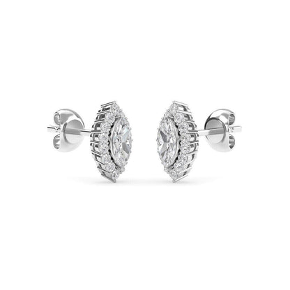 Marquise Cut Moissanite Halo Stud Earrings