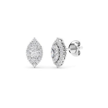 Marquise Cut Moissanite Halo Stud Earrings