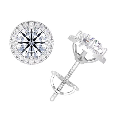 2CT Moissanite Halo Stud Earrings