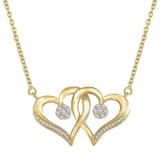 Moissanite 0.10 ct Doubble Heart Pendant Necklace