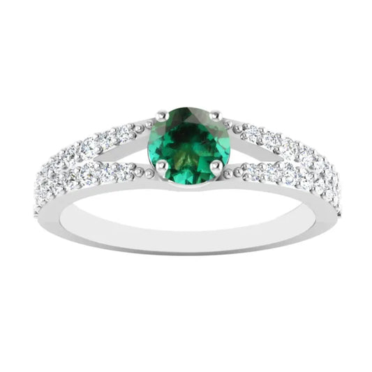 Green Emerald Solitaire Engagement Ring