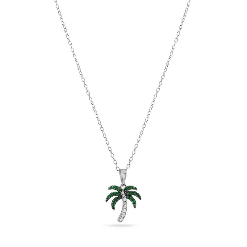 925 Silver Palm Tree Pendant Necklace