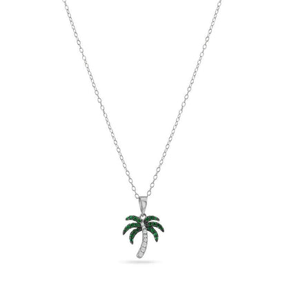 925 Silver Palm Tree Pendant Necklace