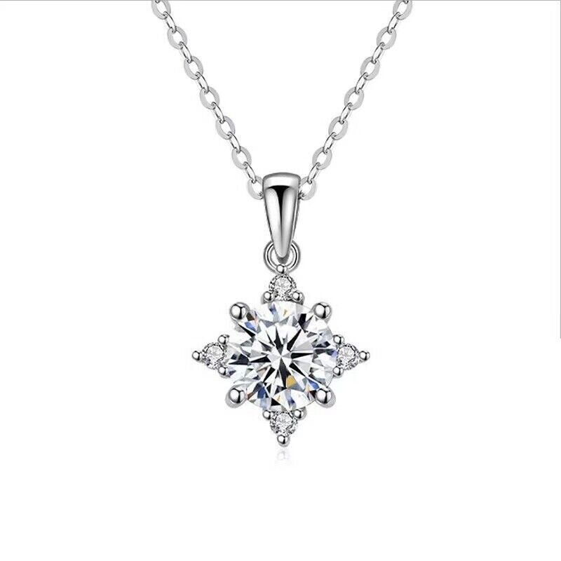 1.00 CT Moissanite Snowflake Pendant Necklace