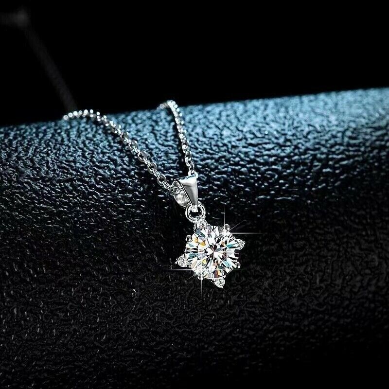 1.00 CT Moissanite Snowflake Pendant Necklace