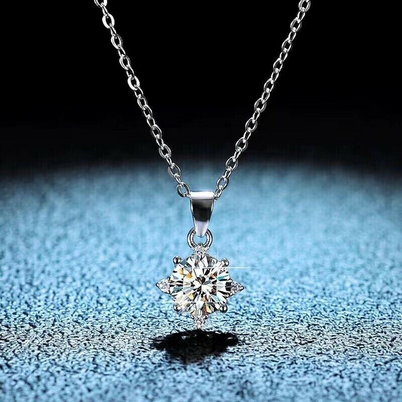 1.00 CT Moissanite Snowflake Pendant Necklace