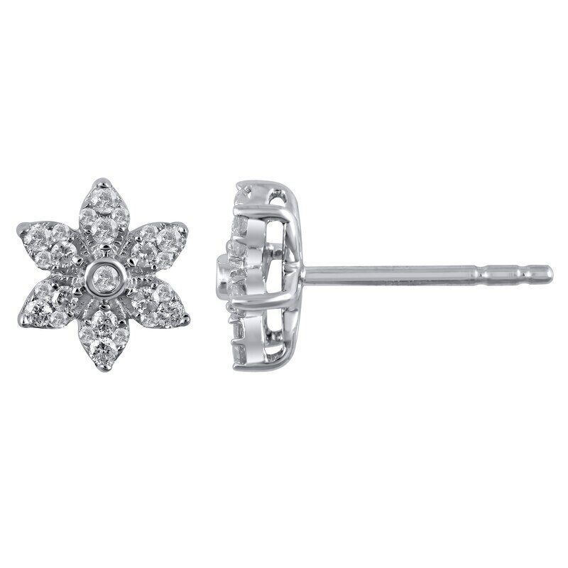 0.30 CT Moissanite Flower Stud Earrings