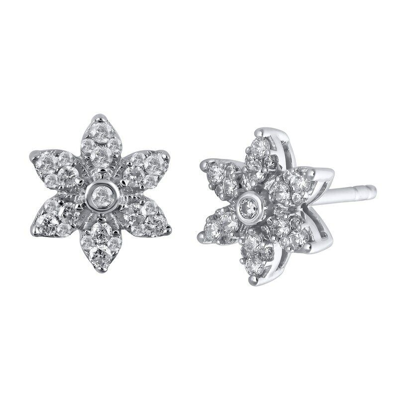 0.30 CT Moissanite Flower Stud Earrings