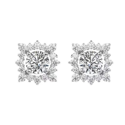 Moissanite Halo Stud Earrings