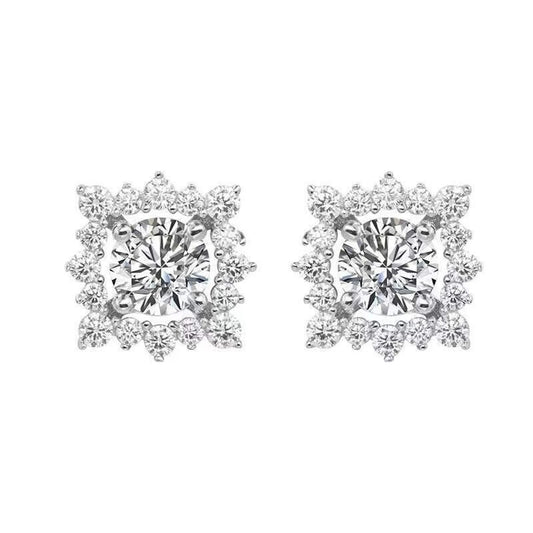 Moissanite Halo Stud Earrings