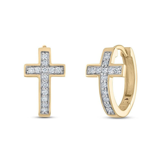 Cross Huggie Hoop Earrings