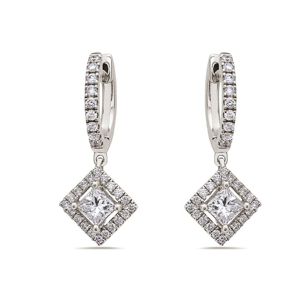 Moissanite Dangle Hoop Earrings