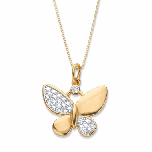 Moissanite Butterfly Pendant Necklace