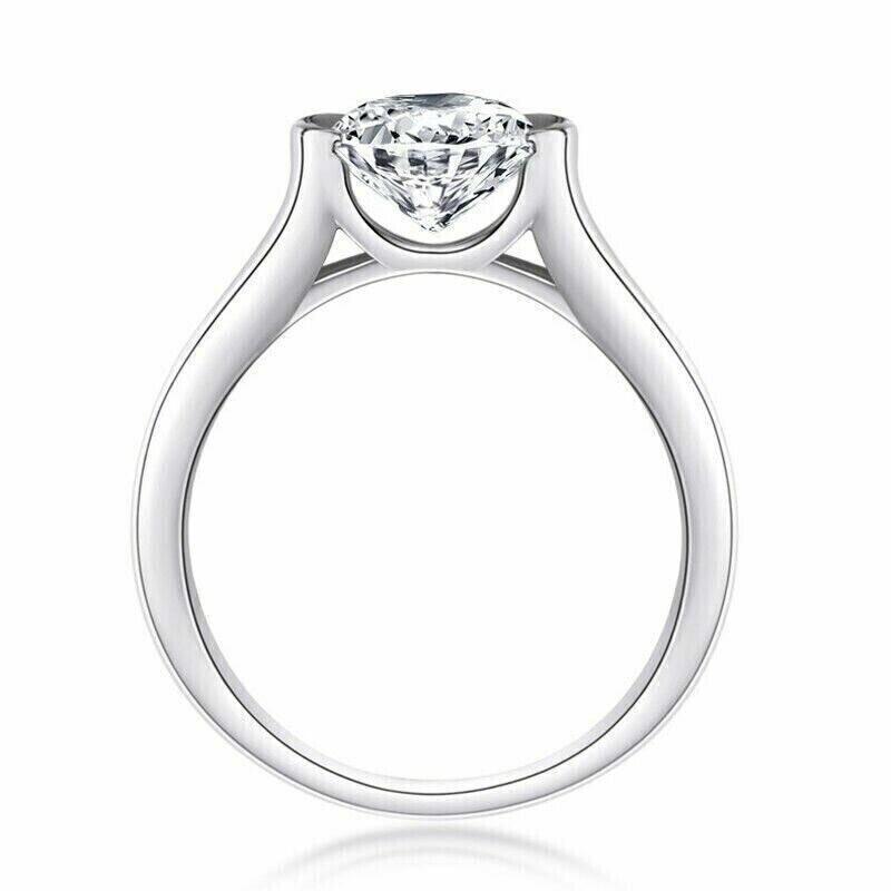 Moissanite Half Bezel Set Engagement Ring