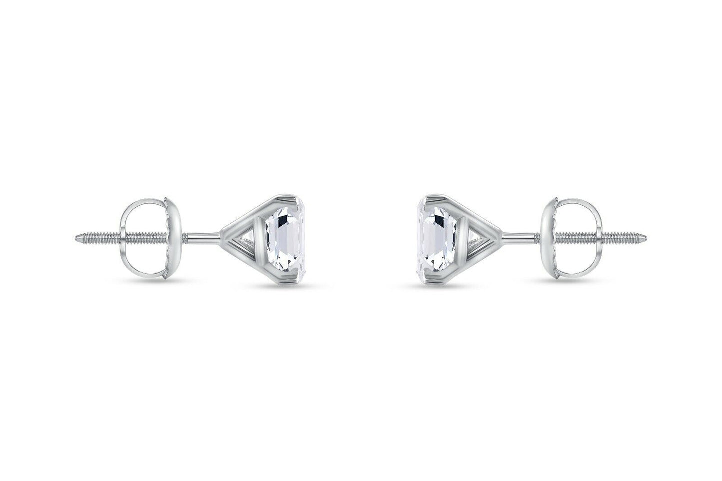 1CT Princess Solitaire Stud Earrings