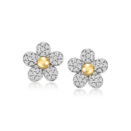 0.15 CT Moissanite Flower Stud Earrings