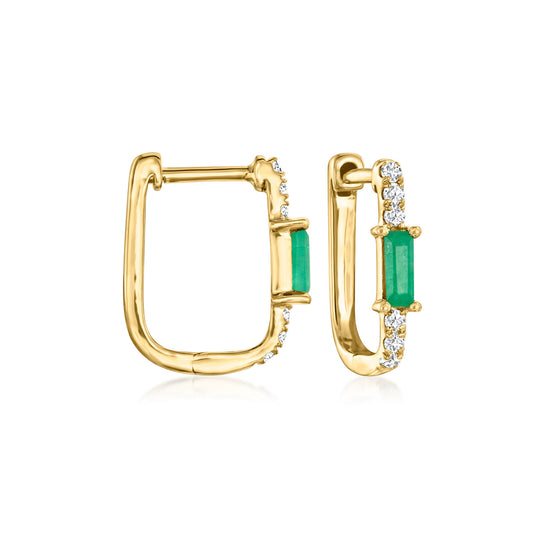 Emerald & Diamond Hoop Earrings