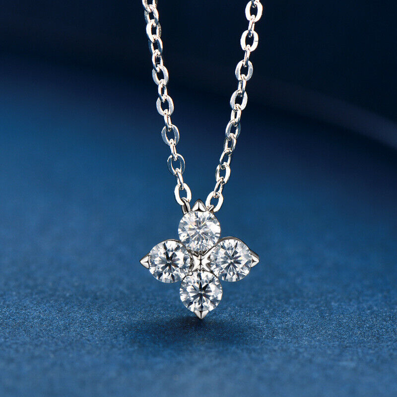 0.40 CT Moissanite Clover Pendant Necklace