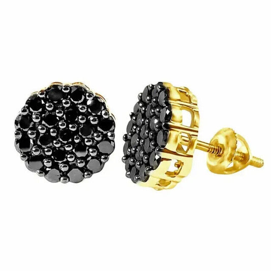 Black Diamond Cluster Stud Earrings