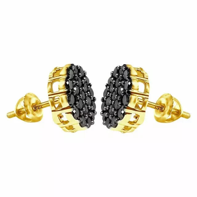 Black Diamond Cluster Stud Earrings