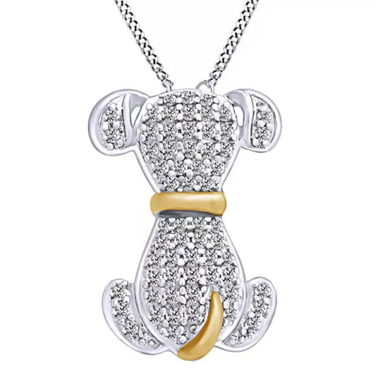 Real Moissanite Dog Pendant Necklace