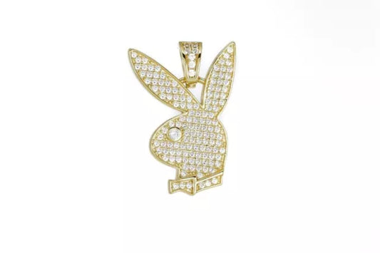 1Ct Round Diamond Playboy Bunny Charm Pendant 14k Yellow Gold Plated